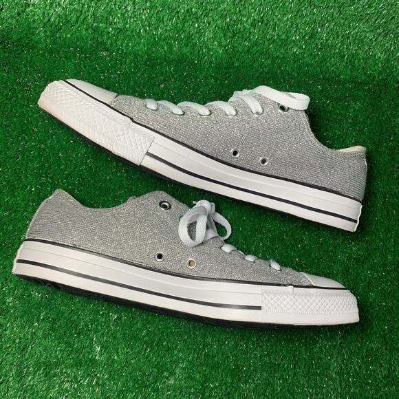 Converse All-Star Chuck Taylor Silver Glitter Low Sneakers 549679F Womens 10 US - Picture 3 of 9